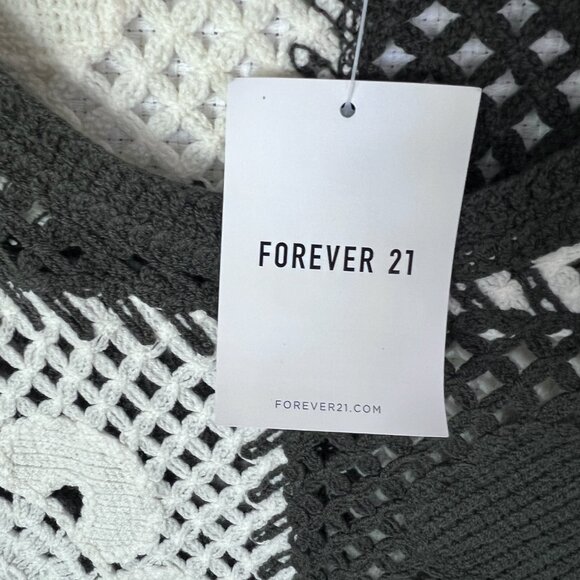 Forever 21 Men’s XXL Sweater Vest Olive Cream‎ Patchwork Crochet Knit Sleeveless - Picture 4 of 11